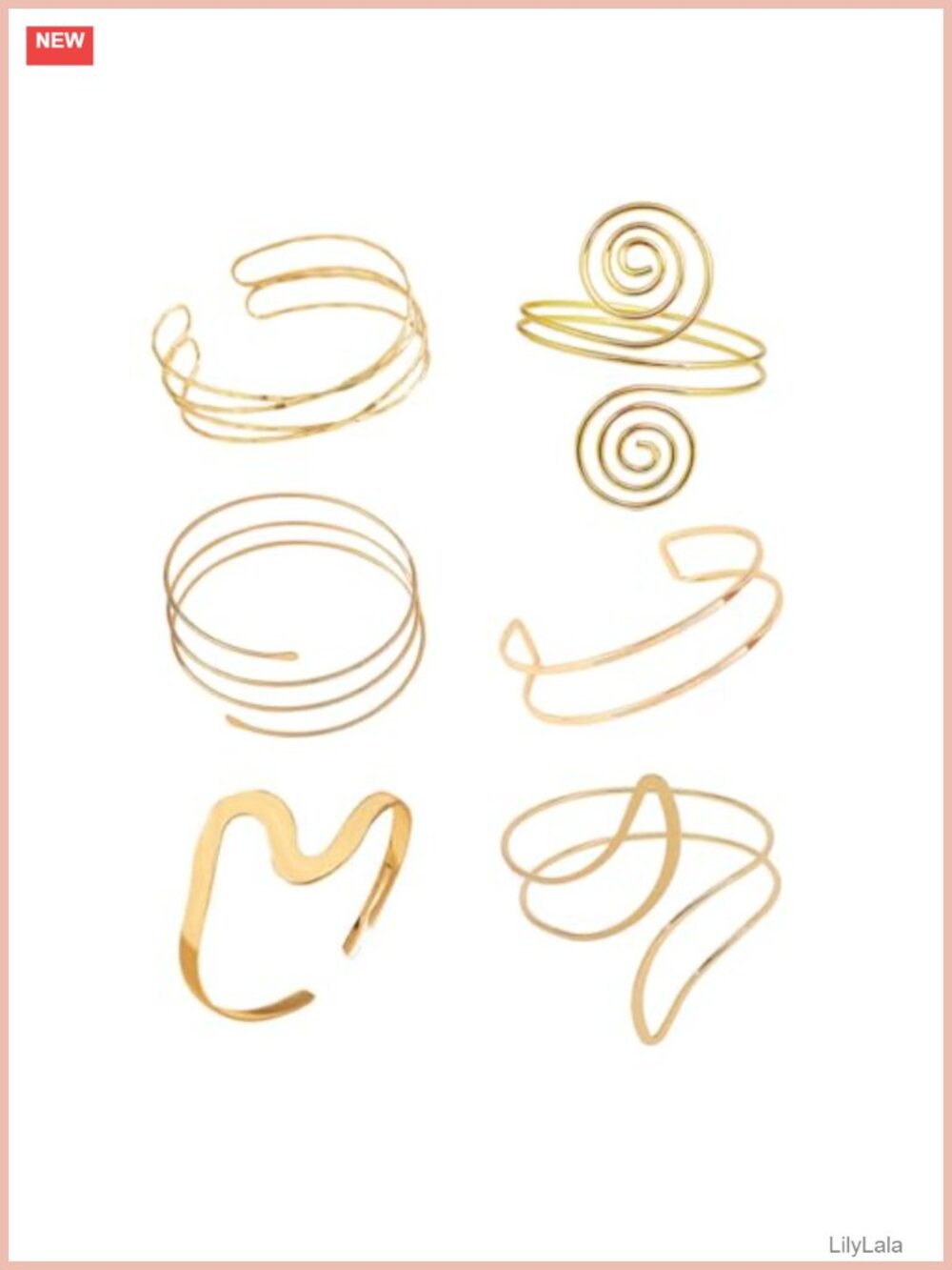 ItsStarred 6 Piece Arm Cuff Set Gold Plated Adjustable Upper Arm Bracelet